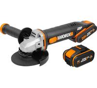 Meuleuse d'angle sans fil WORX WX 803, 20V, 125 mm, incl. 1x batterie 2Ah, 1x batterie 4Ah, chargeur et mallette