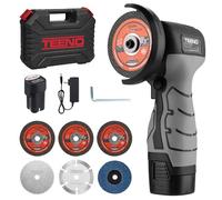 Meuleuse d'Angle TEENO 19 500 RPM - Disqueuse Sans Fil 76mm, Kit Complet avec 2 Batteries 2000mAh et 6 Disques - Pour Meulage, Polissage, Découpe Professionnelle (Meuleuse d'angle grise)