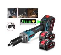 Meuleuse droite sans fil Sans balais 4 vitesses variables Meuleuse droite avec 2x batterie & chargeur,pour graver,poncer,polir,percer