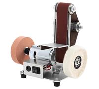 Meuleuse électrique double face - Ponçeuse à bande - Polisseuse de table - 4000–9000 tr/min - Régulation de vitesse en 7 étapes pour le travail du bois - Blanc