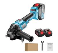 Meuleuse sans fil 125mm puissante 2000W, 2 batteries 21V 2600mAh, moteur sans balais, écran LED, poignée latérale, disque inclus