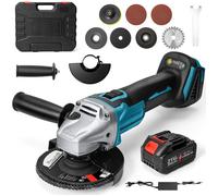 Meuleuse Sans Fil Avec Batterie - 125MM 48V Brushless Haute Vitesse 12000RPM - 3 Vitesses Réglables Compatible Batteries Makita 18V
