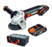 Meuleuse Worx WX800 115 mm + 2 batteries 20 V 2,0 Ah + mallette
