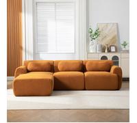 MEULVA Canapé d'angle modulaire 3 places en chenille caramel, sans montage, mousse 30D, fond antidérapant