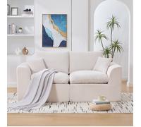 MEULVA Fauteuil 1 place en velours côtelé beige 101 x 102,5 x 84 cm avec coussin, sans montage