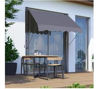 MEULVA Store banne à pince de balcon 300 x 120 cm, hauteur réglable 220-310 cm, sans perçage, gris foncé