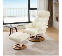 MEUVYX Fauteuil Massant Électrique Chauffant Pivotant 360° avec Dossier Inclinable et Repose-pieds en PU Blanc