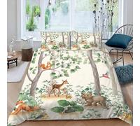 MEVASA Forêt Housse de Couette 200x200 Cerf Ours Parure de Lit 3 Pièces Enfant GarçOn Fille Ado Ultra Doux Microfibre Ensemble de Literie avec Fermeture éclair
