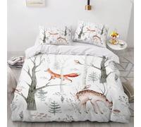 MEVASA Housse de Couette 220x240 3D Impression Microfibre Housse de Couette Renard Animaux De La Forêt Parure de lit 2 Personnes avec Fermeture Éclair avec 2 Taies d'oreiller