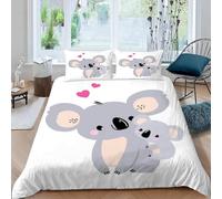 MEVASA Koala Housse de Couette 200x200 Koala Mignon De Bande Dessinée Parure de Lit 3 Pièces Enfant GarçOn Fille Ado Ultra Doux Microfibre Ensemble de Literie avec Fermeture éclair