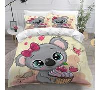 MEVASA Koala Housse de Couette 200x200 Petits Animaux Mignons Parure de Lit 3 Pièces Enfant GarçOn Fille Ado Ultra Doux Microfibre Ensemble de Literie avec Fermeture éclair