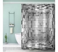 MEVASA Rideau de Douche 120x200 Anti-moisissure Lavables Rideau de Douche Géométrie Art Abstrait Gris Rideau Baignoire Polyester Imperméable Tissu Rideau de Douche avec 12 Crochets