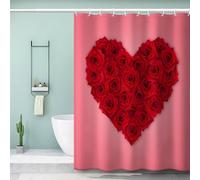 MEVASA Rideau de Douche Anti Moisissur des Roses Rideau de Douche 180x180 Imprime en 3D Art Deco Rideau de Douche Rose en Forme De Coeur Rideaux de Salle de Bains Opaque Polyester
