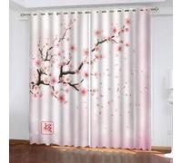 MEVASA Rideau Occultant Fleurs De Cerisier Japonais Rideaux Chambre Enfant Moderne 3D Rideaux Fleurs Roses Isolant Thermique Anti Froid Polyester Rideaux Petite Fenetre 140x160 cm LxH