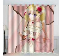 MEVASA Rideaux Animé Jolie Fille Rideau Occultant Lot de 2 Opaque Rideaux Oeillet Salon Baie Vitrée 3D Motif Polyester Rideau Hauteur 200 x Largeur 200 cm LxH