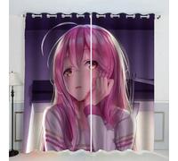 MEVASA Rideaux Animé Jolie Fille Rideau Occultant Lot de 2 Opaque Rideaux Oeillet Salon Baie Vitrée 3D Motif Polyester Rideau Hauteur 200 x Largeur 200 cm LxH
