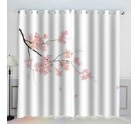 MEVASA Rideaux Branche De Fleur Fleurs Romantiques Rideau Occultant Lot de 2 Opaque Rideaux Oeillet Salon Baie Vitrée 3D Motif Polyester Rideau Hauteur 200 x Largeur 200 cm LxH