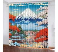 MEVASA Rideaux Style Japonais Paysage Japonais Rideau Occultant Chambre Fille Garcon 2 Pièces Rideaux Chambre Ado Isolation Thermique et Réduction du Bruit Rideaux 183x214 cm LxH