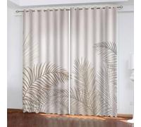 MEVASA Rideaux Usine Beige Rideau Occultant Lot de 2 Opaque Rideaux Oeillet Salon Baie Vitrée 3D Motif Polyester Rideau Hauteur 200 x Largeur 200 cm LxH