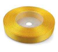 Mevronisshop-1 Ruban De Satin De 12 Mm X 32 M - Couleur Jaune Soleil - Ruban Décoratif En Tissu - Pour Travaux Manuels, Décoration De Mariage, Emballage Cadeau
