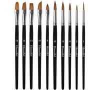 Mevronisshop-10 Pièces Pinceaux, Incluant Rond, Filbert, Angulaire, Plat, Rigger, Langue De Chat Et Dague Types De Pinceaux, Pour Peinture Acrylique, Aquarelle, Huile Et Gouache