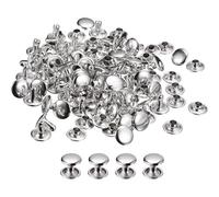 Mevronisshop-100 Ensembles Cuir Rivets, 9mm Double Casquette Rivets 8mm Hauteur Métal Clous Rivet Pour Cuir Artisanat Réparation Diy Porte-Monnaie Ceintures Sacs Chaussures, Argent Ton