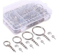 Mevronisshop-100 Pcs Porte-Clés Anneaux Avec Chaîne Et Tiges À Vis 100 Pcs Bulk Pour Travaux Manuels Argenté