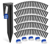 MEVRONISSHOP-100Pcs Piquet Fil Robot Tondeuse et 5 Connecteur Cable Robot Tondeuse, Accessoires pour Tondeuses à Gazon Robot, Piquets en Plastique Fixation Robuste, Compatible avec Gardena/Husqvarna(