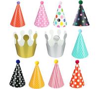 Mevronisshop-11 Pcs Chapeaux De Fête D'anniversaire,Chapeaux Coniques Pour Fête D'anniversaire,Couronne Anniversaire,Party Cône Chapeaux Chapeau De Couronne Colorées,Pour La Fête D'anniversaire De Fê