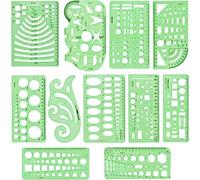 Mevronisshop-11 Pcs Modèles De Mesure En Plastique,Règle D'architecte,Modèle De Dessin Architecture,Modèle De Cercle,Multifonctionnelles Règle Géométrique Plastique Cercle,Pour Bureau Et Ecole