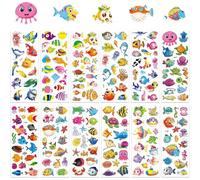 Mevronisshop-12 Feuilles 3d Autocollants Stickers Animaux Marins Pour Enfants,Thème Poisson,3d Mousse Sous La Mer Gommettes Animaux De L'océan Pour L'artisanat Créatures De La Mer,Décoration À Faire