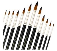 Mevronisshop-12 Pièces Nylon Pinceaux Peinture Acrylique Professionnel, Artiste Pinceau Set Pour Aquarelle Gouache Peinture À L'huile, Art Paint Brush Ronds Pointus Langue De Chat Ovale Lavage (Noir)