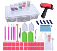 Mevronisshop-124 Pcs Outils De Broderie Diamant, Kit Accessoires De Peinture Diamants Avec Boîte De Rangement Diamant, Point Stylo Rapide, Colle, Plaque De Diamant, Et Étiquette Pour Diy Artisanat,Mo