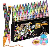 Mevronisshop-136 Feutre Acrylique Peinture Stylo - Marqueur Peinture Acrylique Verre Pour Bois, Toile, Verre, Céramique - Acrylic Paint Marker À Base D'eau À 0,7 Mm Extra Pointe Fine