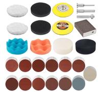 Mevronisshop-142 Renovateur Phare Voiture, 75mm Kit Renovation Phare Voiture, Avec Disque Abrasif, Éponge Polissage & Rond Papier Poncage (Grain 40¿5000), Kit Polissage Phare Auto, Pour Métal Bois Ve