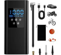 Mevronisshop-150psi Gonfleur Pneus Voiture, 6000mah Compresseur À Air Portatif Avec 4 Accessoires Buccaux Et Lumière Led Pour Voiture Moto Bicyclette Boule