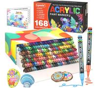 Mevronisshop-168 Couleur Feutres Acryliques,Marqueur Peinture Acrylique Avec Pointe Extra Fine De 0,7 Mm,Permanent Stylo Peinture Acrylique Pour Textile Galets Verre Métal Tissu Bois Céramique