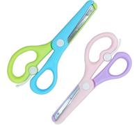 Mevronisshop-2 Pcs Ciseaux Enfants,Ciseaux De Sécurité Pour Enfants 3 Ans, Ciseauxs Formation Préscolaire,Ciseauxs À Bouts Arrondis,Pour L'artisanat La Conception Créative,À Partir De 3 Ans (Green+Pi