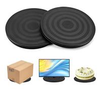 MEVRONISSHOP-2 Pcs Tourne-Disque Rotatif à 360°Plateau Pivotant,TV Support Pivotant Plateau Universel Rond Plateau Tournant Manuel avec Roulement à Bille pour Ordinateurs Portables, moniteurs, Noir,