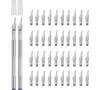 Mevronisshop-2 Pièces Précision Cutter Scalpel, Avec 40 Lames, Cutter De Précision Couteau Pour Découpe De Travail D'art Bricolage, Spéléologie, Sculpture, Diy Sculpture Couteaux De Loisirs(Argent)
