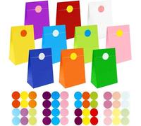 Mevronisshop-20 Pcs Sac En Papier Kraft, Sachet Bonbons Anniversaire, Sac Cadeau Sacs De Bonbons En Papier Kraft Avec 36 Autocollants Pour Anniversaire Enfant Fêtes, Fête De Mariage, Noël (A)