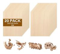Mevronisshop-20 Pièces A4 Contreplaqué 3mm Tilleul,300 X 210 X 3.5 Mm Contreplaqué Multicouche,3mm Basswood Plywood,Panneau Feuille Découpe Laser,Pour L'artisanat, La Découpe Du Bois, Le Modélisme