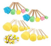 Mevronisshop-20 Pièces Pinceau Mousse Éponges À Peinture Kit,Brosse Éponge En Mousse,Pinceaux Éponges Enfants Set,Manche Bois Pinceaux Éponge Ronds Pour Les Enfants Peinture Et Bricolage