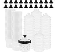 Mevronisshop-200ml Kit De 50 Godets Jetables Pour Pistolet À Peinture - Comprend 50 Godets Intérieurs, 50 Couvercles-Filtres 125 Microns, 20 Bouchons + 1 Godet Dur Avec Bague