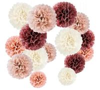 Mevronisshop-20pcs Pompon Papier De Soie En 4 Couleurs¿Pompon Papier Soie¿Suspension Boule,Fleur Papier Decoration¿Papier Crepon,Decoration Bapteme Fille,Devenez Une Décoration Belle Et Romantique