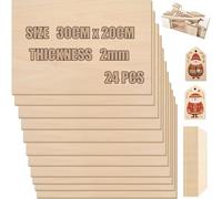 Mevronisshop-24 Pièces Feuilles De Bois De Balsa, 300 X 200 X 2mm Feuilles De Contreplaqué Non Finies Panneau De Tilleul Lisse Pour Maison Décoration, Bricolage Projets, Modèle En Bois, Peinture Et G