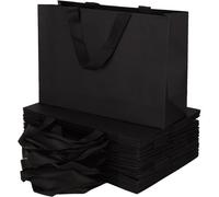 Mevronisshop-25 Pcs Sacs Cadeaux Noirs Avec Poignée, Sac Cadeau Noir 32 X 22 X 10 Cm, Pochette Cadeau Noir, Sac Kraft Poignée Pour Noël, Anniversaire, Mariage, Fête Achats