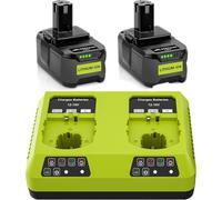 MEVRONISSHOP-2X 18V 5,5Ah Batteries de Remplacement pour Ryobi One+ Chargeur Double Port 6 A DC18RD Compatible avec Ryobi P108 RB18L50 RB18L25 RB18L40 RB18L20 RB18L15 RB18L13 P102 P103 P104 P105 P106