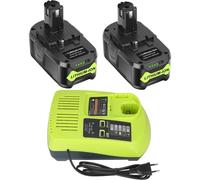 MEVRONISSHOP-2X 18V 5,5Ah P108 Batterie de Remplacement pour Ryobi 18V Batterie + 3A Chargeur 12V-18V pour Ryobi Chargeur P117 pour Ryobi Batterie P108 P107 P105 RB18L40 RB18L50 avec Indicateur LED