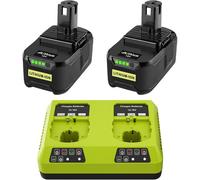 MEVRONISSHOP-2X 5500mAh Batteries Rechange pour Ryobi 18V One+ et 1 Chargeur Double Port Compatibles avec Ryobi P108, RB18L50, RB18L40, P189, P102, P107, RB18L25, RB18L20, RB18L13, RB18L15